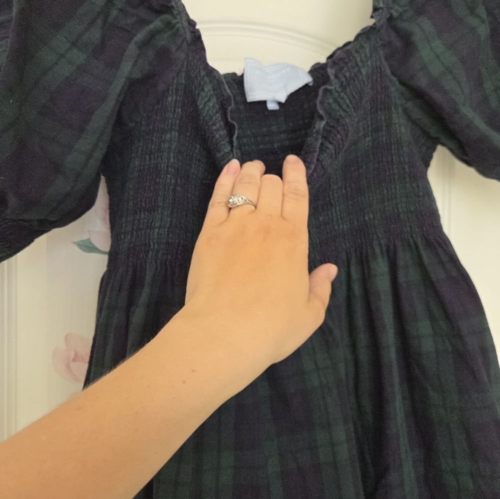 Hill House Dark Green And Blue Plaid Midi Dress Nap Dress XXL - Picture 4 of 9